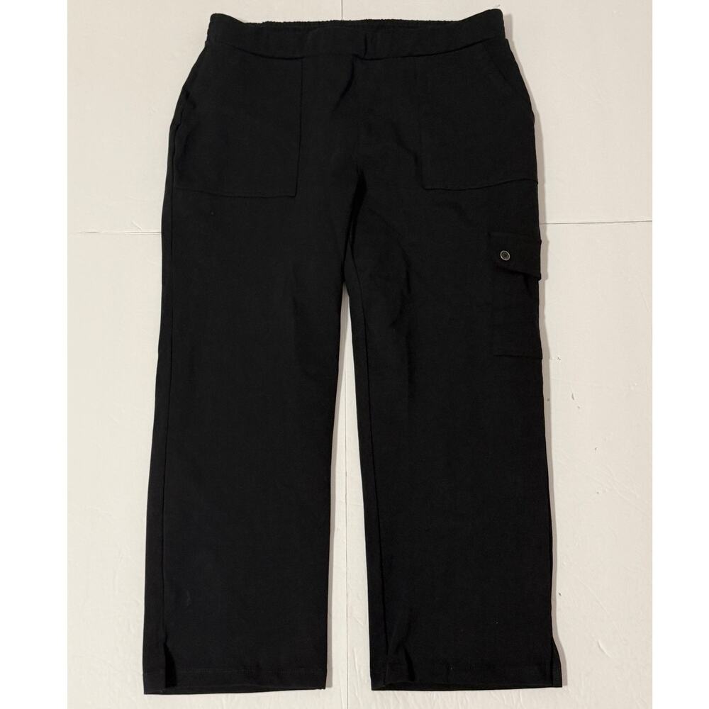 Susan Graver Weekend Regular Stretch Pull-on Crop Pant, Black, Size M
